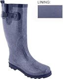 Capelli New York Shiny Denim Printed Ladies Rain Boots Navy Combo 9