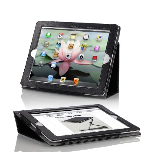 Korean Movies: MoKo(TM) Folding Cover Case and Flip Stand with Elastic Hand Strap, Stylus loop for the New IPad 3 HD (3rd generation) / IPad 2, Velcro Flap to Secure your iPad in Place, BLACK (with Built-in Smart Cover Sleep / Wake Function)
