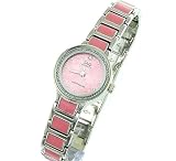 Silver Band Pink Cermeric Ladies Bracelet Analog Watch