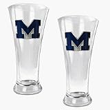 Michigan Wolverines 2 Piece 19 oz Pilsner Glass Set