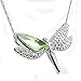 LackingOne Rhinestone Inlay Gem tone Dragonfly Pendant Necklace With Chain Color Silver Blue