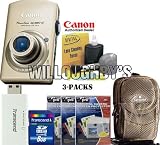 Canon PowerShot SD880IS 10MP Digital Camera (Gold) + Transcend TS8GSDHC6 8GB SDHC SD 2.0 SPD Class 6 Card Reader/Writer + Samsonite Photo Case + Willoughbys Starter Kit