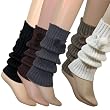Lace Up Double Pompons Fashion Ribbed Knit Soft Acrylic Leg Warmer