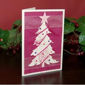 Handmade Pink Tree Christmas Card