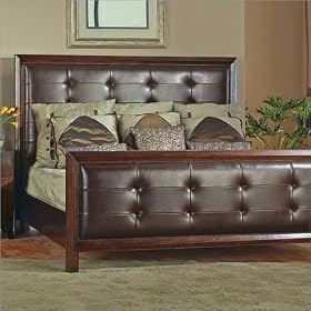 Bernhardt Furniture Sale 376-HFR07 Park West Queen Size Upholstered Leather Panel Bed