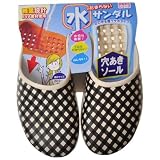 ファイン 水の溜まらないサンダル チェック柄 ブラック