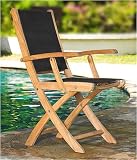 Three Birds RV20-Black Teak Riviera Folding Chair in Black