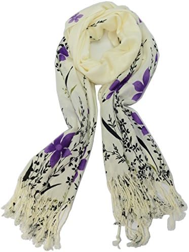 Miss Swordsman Fashionable Color Flowers Elegant Rural Style Fringed Shawl Scarf - Various Colors (Purple)