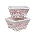 White Basket Set with White Waffle Liner