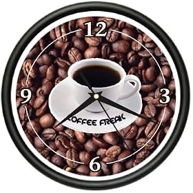 COFFEE ~Wall Clock~ shop cafe kitchen beans java mug
