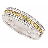 White Yellow Diamond Wedding Anniversary Band Ring 14K White Gold (1/2Cttw, VS Clarity, F Color)