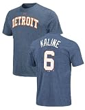 Al Kaline Detroit Tigers Blue Heather Cooperstown Baseball T Shirt By Majestic (S=36)