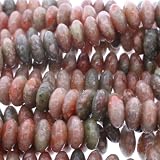 Autumn Jasper : Rondell-Plain - 4mm Height, 8mm Width, 2mm Hole, Sold by: 16 Inch Strand with Angel Mountain Beads Heart Charm (.625 x .570 inches)