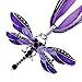 LackingOne Rhinestone Inlay Gem Tone Dragonfly Pendant Necklace with Chain Color Silver Purple