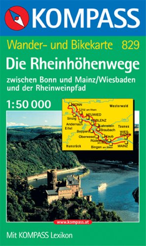 City Travel Guides Discounted  Livres : Carte touristique : Die Rheinhöhenwege zwischen Bonn und Mainz - Wiesbaden und der Rheinweinpfad