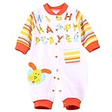 YY-Shop ベビー服 ロンパース 前開き 女の子 新生児 ボディースーツ 男の子 赤ちゃん 出産祝い カバーオール かわいい ベビースーツ 長袖 秋冬 かわいい (3M（0~3ヶ月）, 7オレンジ