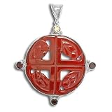 Sterling Silver Carnelian Celtic Design, Citrine and Garnet Pendant By Sajen