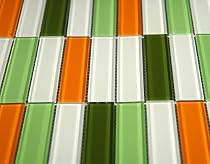 Glass Mosaic Tile Rectangular Shape green white ornage for bathroom kitchen backsplash bar pool spa 1 sheet #AC356