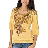 Xhilaration��� Juniors 3/4 Sleeve Sublimation Peasant Top - Autumn Blend M