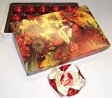Scott's Cakes 1 lb. White Chocolate Covered Bourbon Cherries in a Fall Leaf Box