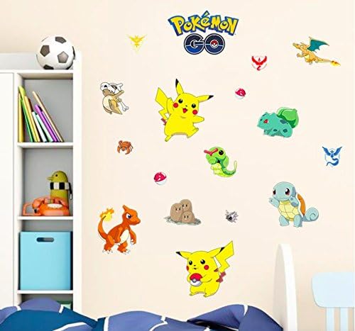 Techmac Pokemon Wall Stickers, Peel and Stick, Pikachu/ Charmander/ Bulbasaur/ Snorlax (Design 2)