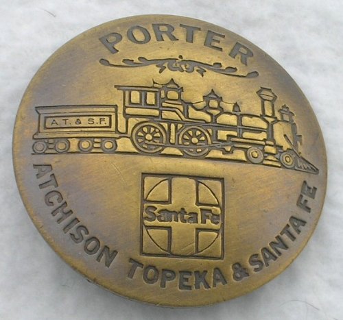 Solid Brass Porter Atchison Topeka Sante Fe Railroad Badge Pin