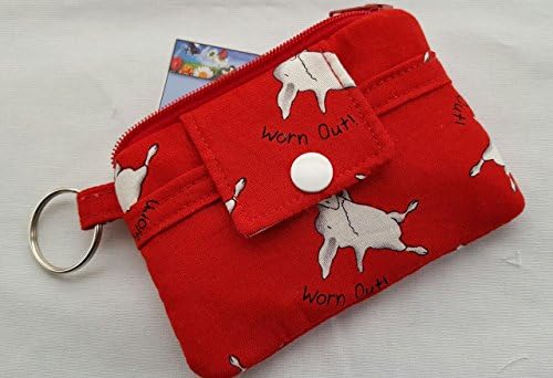 Zippy Mini Wallet Pouch Key Chain Card Holder Fabric Red Olivia the Pig Worn Out
