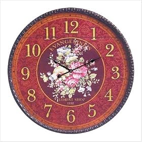 OVERSIZED PROVINCIAL FRENCH FLORAL COUNTRY WALL CLOCK