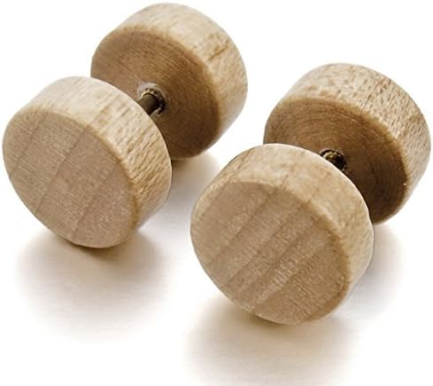 Men,Women's 10mm Stainless Steel Wood Stud Earrings White Vintage