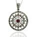 Sterling Silver Genuine Ruby Marcasite Round Pendant