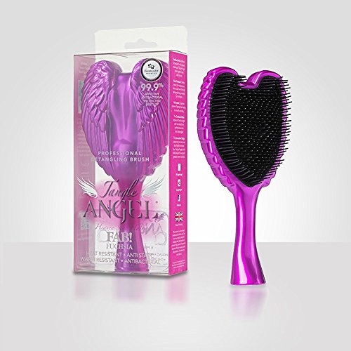 Tangle Cherub Hair Brush - Kind and Gentle Compact Detangler For Wet and Dry Hair - Ergonomic Shape With Heat Resistant Antibacterial Bristles - For All Hair Types - Fuchsia