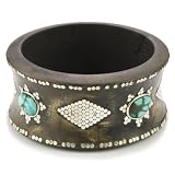 SKU Jewelry Turquoise Stones on Wood Bangle