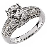 14K White Gold Classic Diamond Engagement Ring (Center stone is not included)