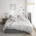Simple&Opulence Coconut Buttons Bedding Set Linen Duvet Cover Set (King, Grey)