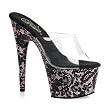 7 Inch High Heel Sandals Sexy Platform Shoes Pink Black Lace Sandals