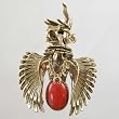 Southwestern Native American Eagle Kachina Pendant in 14 kt. Gold and Coral by Alvin Vanderver, #10849