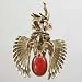 Southwestern Native American Eagle Kachina Pendant in 14 kt. Gold and Coral by Alvin Vanderver, #10849