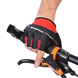 GIANT Cycling Pro Gel Gloves Short Finger Gloves Half Finger Gloves (M, Red Black)