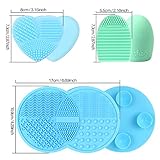 ESARORA Makeup Brush Cleaning Mat, Makeup Brush Cleaner Set of 3 Mini Cosmetic Brush Cleaner Mat Portable Washing Tools (blue)