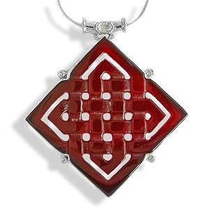 Sterling Silver Carnelian Celtic Design and Rainbow Moonstone Pendant with... by 