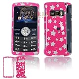 Hot Pink with Silver Stars Sparkle Design Snap-On Cover Hard Case Cell Phon ....