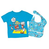 Bumkins Toddler Gift Set - Tee and Bib - Dr. Seuss Cat In The Hat