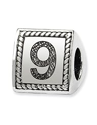 Sterling Silver Reflections Number 9 Triangle Block Bead