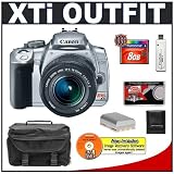 Canon Digital Rebel XTi 10.1MP Digital SLR Camera (Silver) + Canon EF-S 18-55mm Lens [Outfit] + 8GB Card + NB-2LH Battery + Accessory Kit