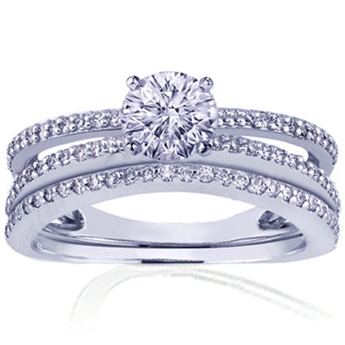 1.35 Ct Round Diamond Bridal Wedding Rings Set 14K EGL