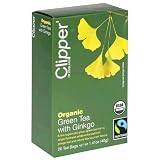 Clipper of England Organic Green Tea with Ginkgo, Tea Bags, 20-Count Boxes (Pack of 6)