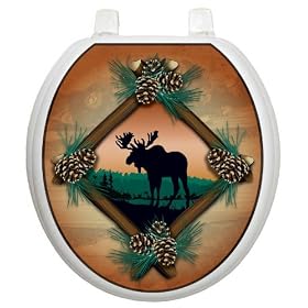 Toilet Tattoos TT-1888-R Moose At Sunset Decorative Applique for Toilet Lid, Round