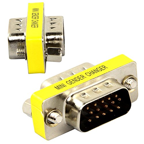 Buyee 2x 15 Pin VGA SVGA Gender Changer Adaptor Connector M/M Male to Male Monitor TFT