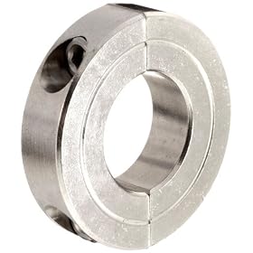 Climax Metal H2C-037-S Shaft Collar, Stainless Steel, Two Piece , Clamp Style, 3/8" Bore, 1-1/16" OD, 5/16" Wide, With 6-32 Clamp Screw