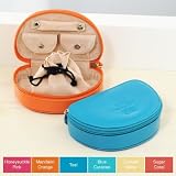 Cathy's Concepts Curacao Travel Leather Half-Moon Jewelry Case, Blue